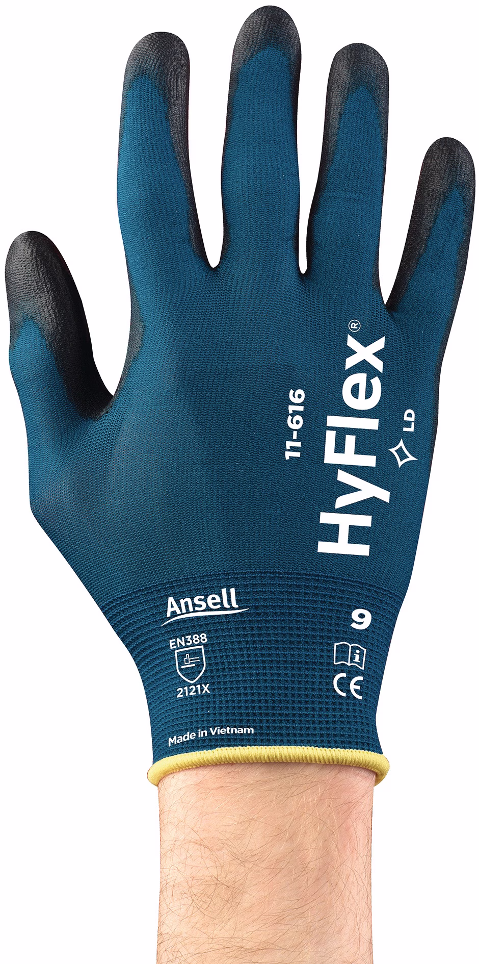 Handschuhe HyFlex® 11-616 grünblau/schwarz EN 388:2016 PSA II 12PA
