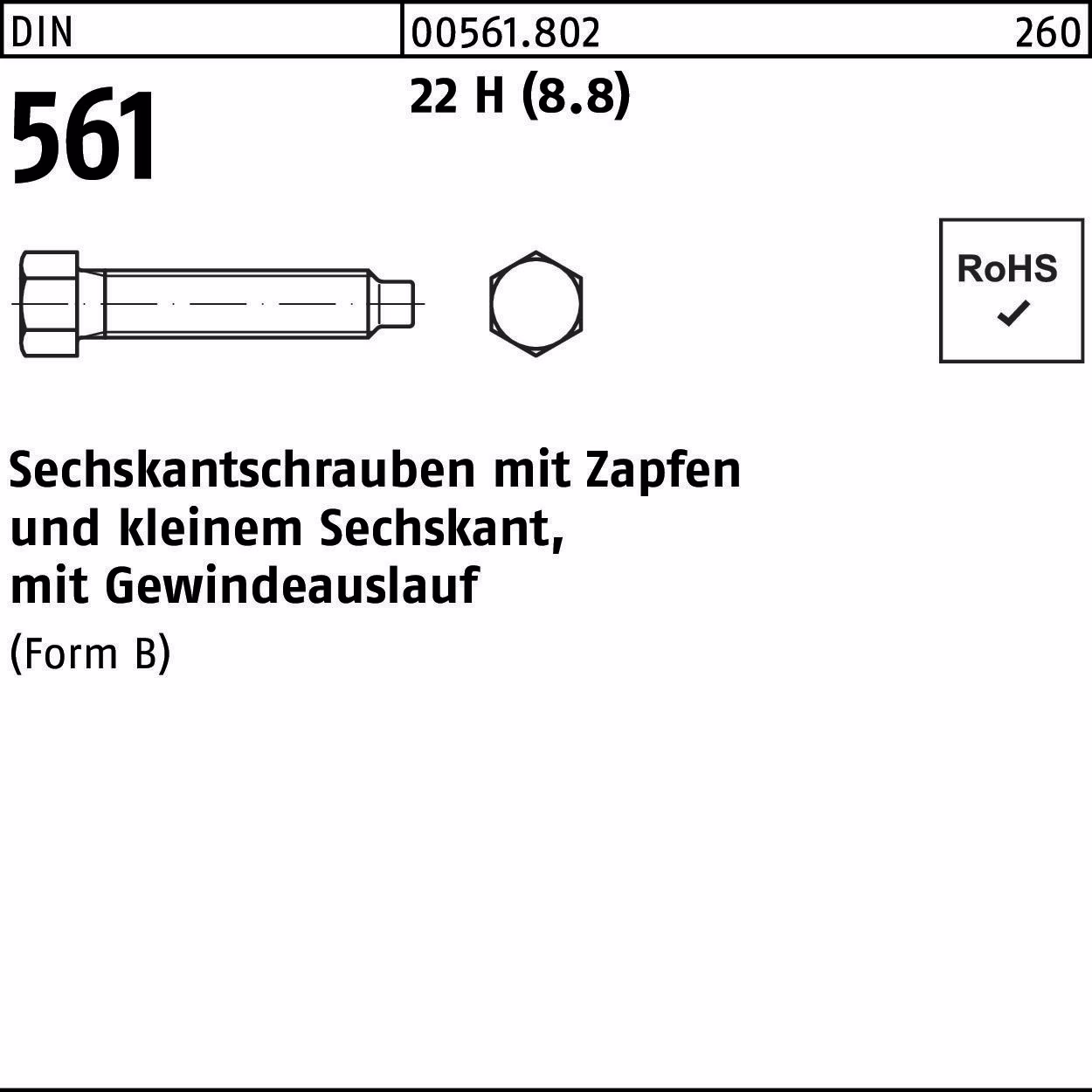 Sechskantschraube DIN 561 22H