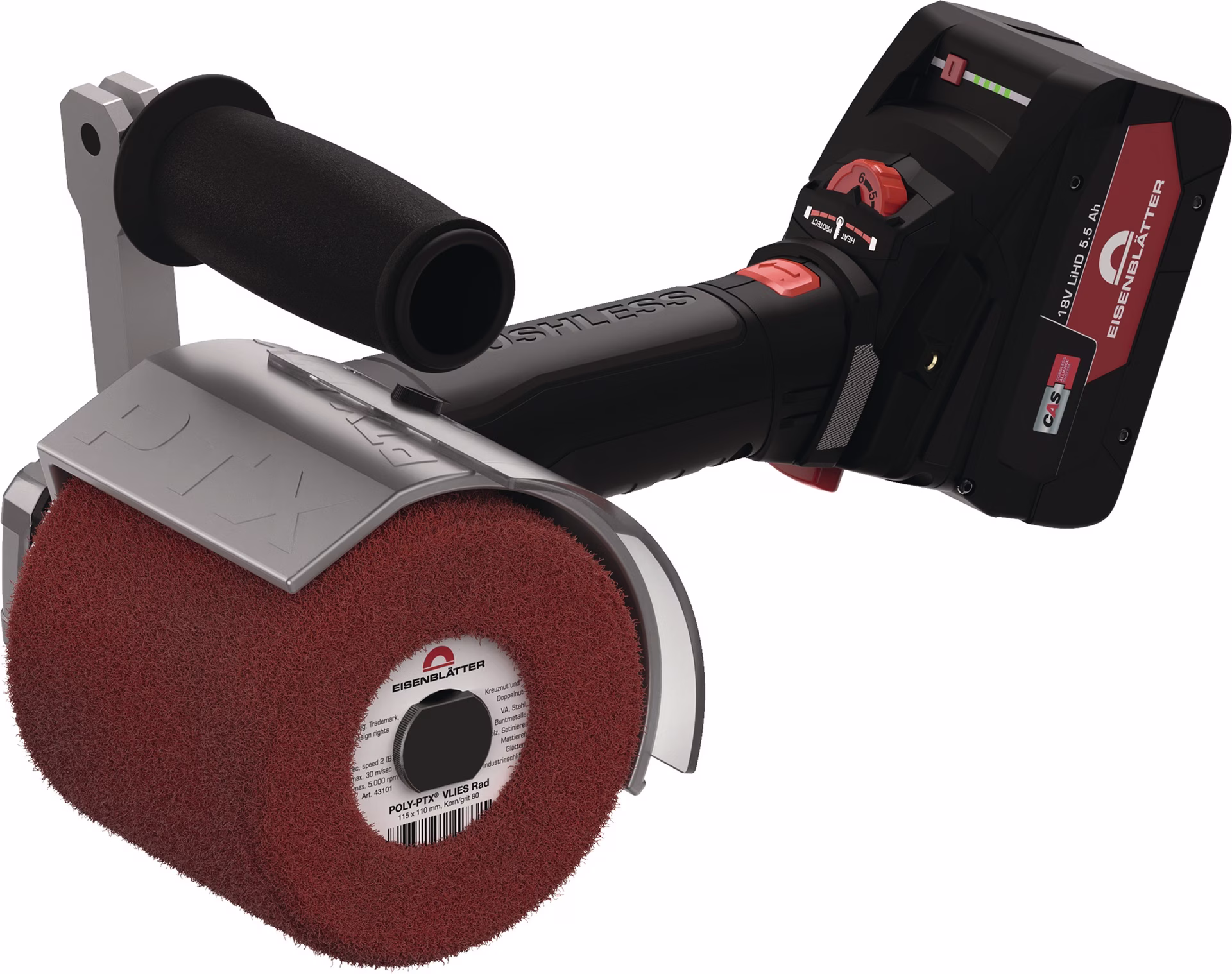 Akku-Satiniermaschine POLY-PTX® BRUSHLESS 18V 5,5Ah 115mm
