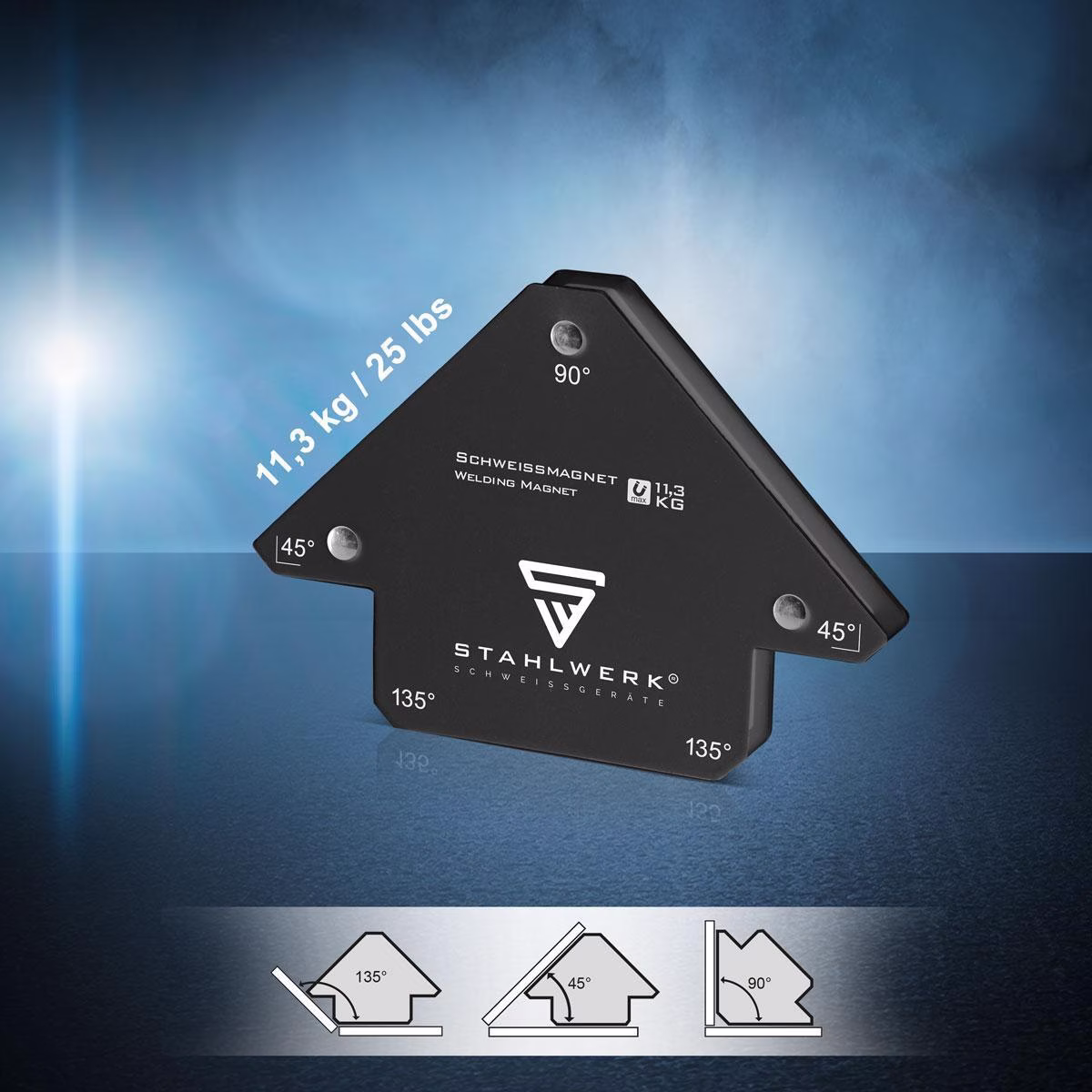 Magnet-Schweißwinkel 120x85x14mm 45Grad,90Grad u.135Grad 4er Set