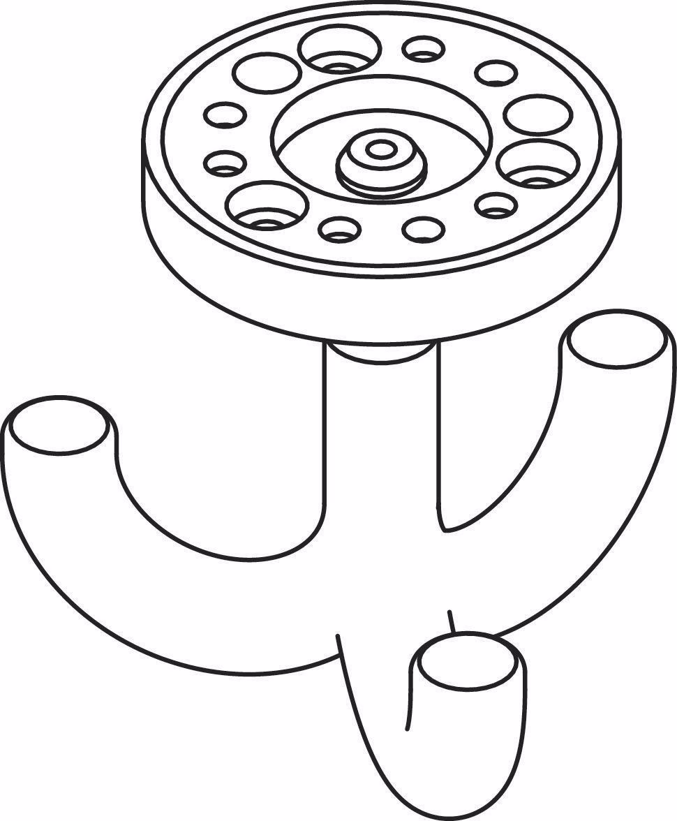 Dreifachhaken 477.90.050 dreifach A.50mm PA orange 24 H.70mm D.50mm