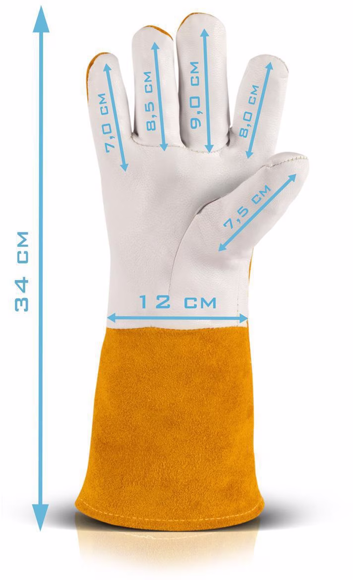 Schweißerhandschuhe Einheitsgröße 34x12cm gelb/weiß PSA II
