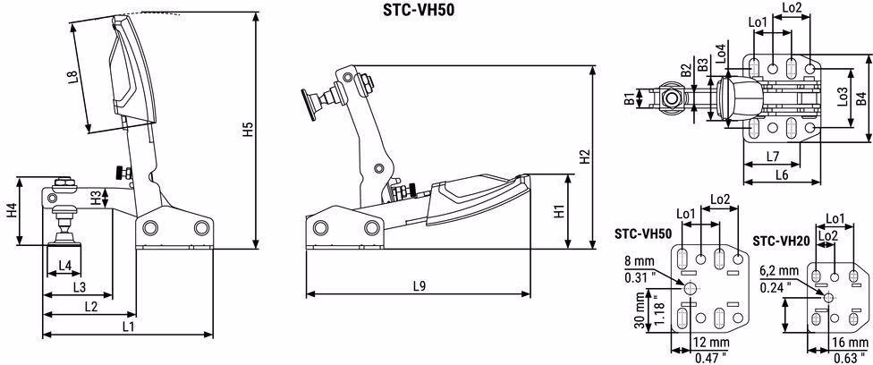 Senkrechtspanner STC-VH Gr.20 waagrechter Fuß
