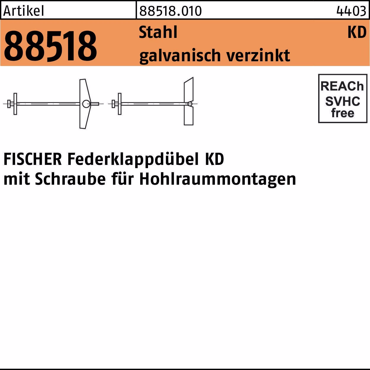 Klappdübel R 88518 Schraube KD Stahl galv.verz.