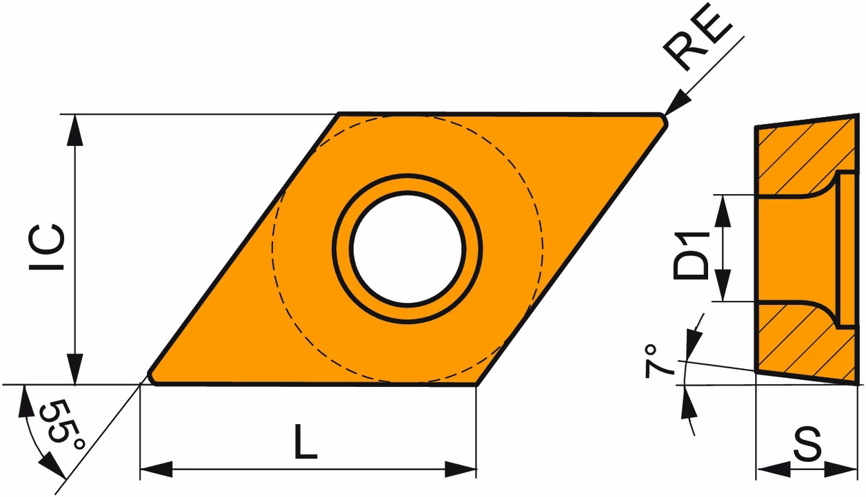Drehwendeschneidplatte ISO DCMT 070204E-FF2:T9325 D. 2,8mm MT-CVD beschichtet