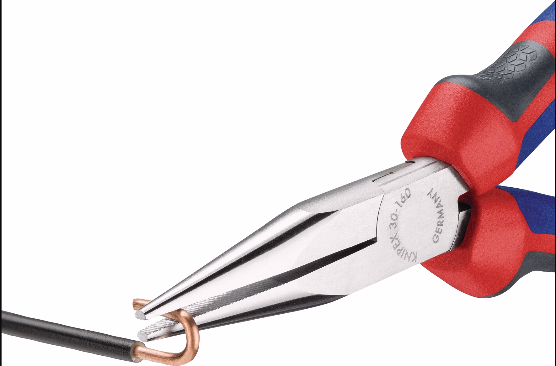 Langbeckzange Gesamt-L.160mm Form 2 Kopf verchr.lang,flach-rund Comfort-Griff