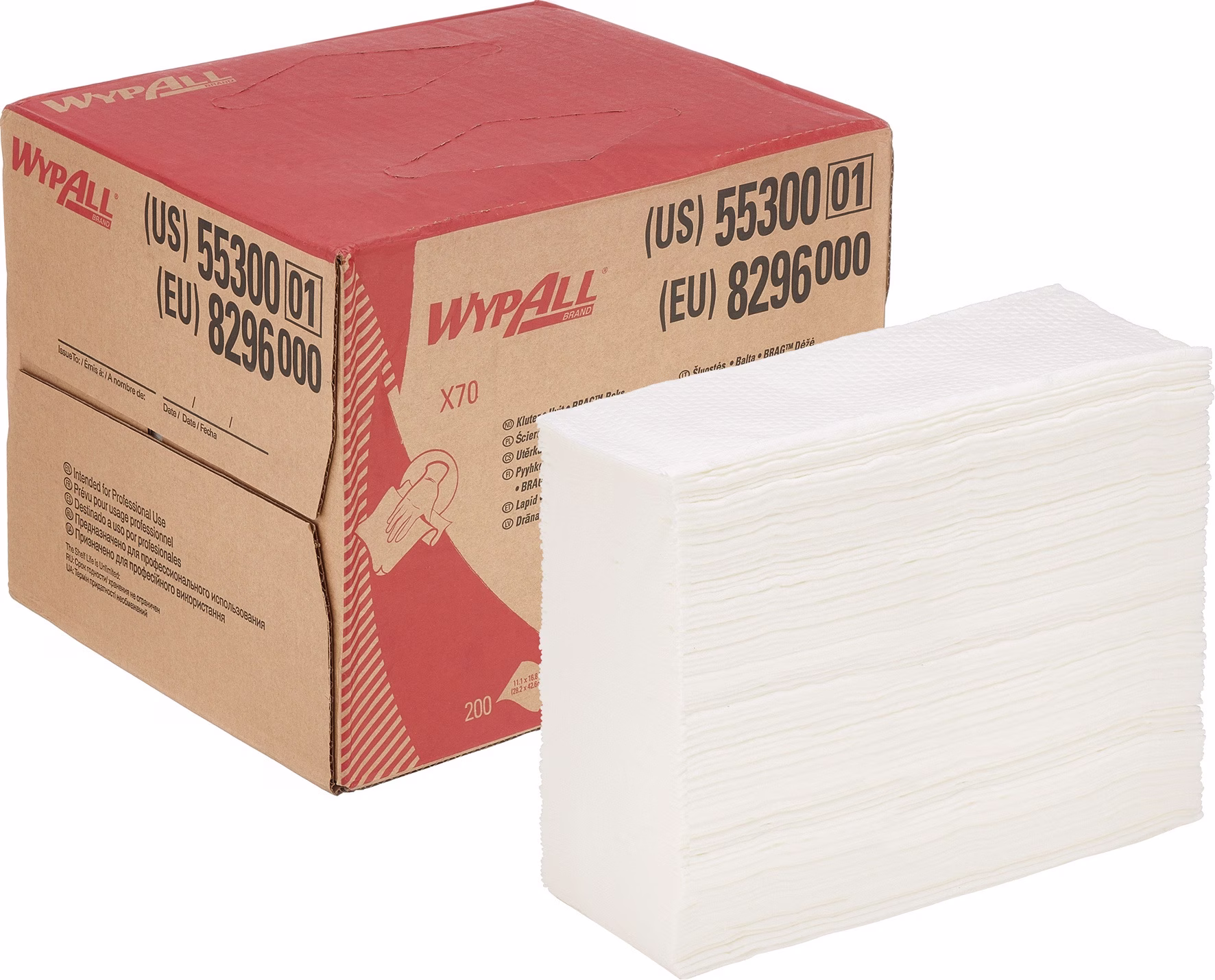 Wischtuch WypAll® X70 8296 L.ca.426 mmxB.ca.282mm weiß 1-lagig Box