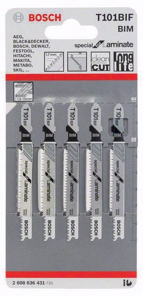 Stichsägeblatt T 101 BIF Gesamt-L.83mm Zahnt.1,7mm BIM 5 St./Karte