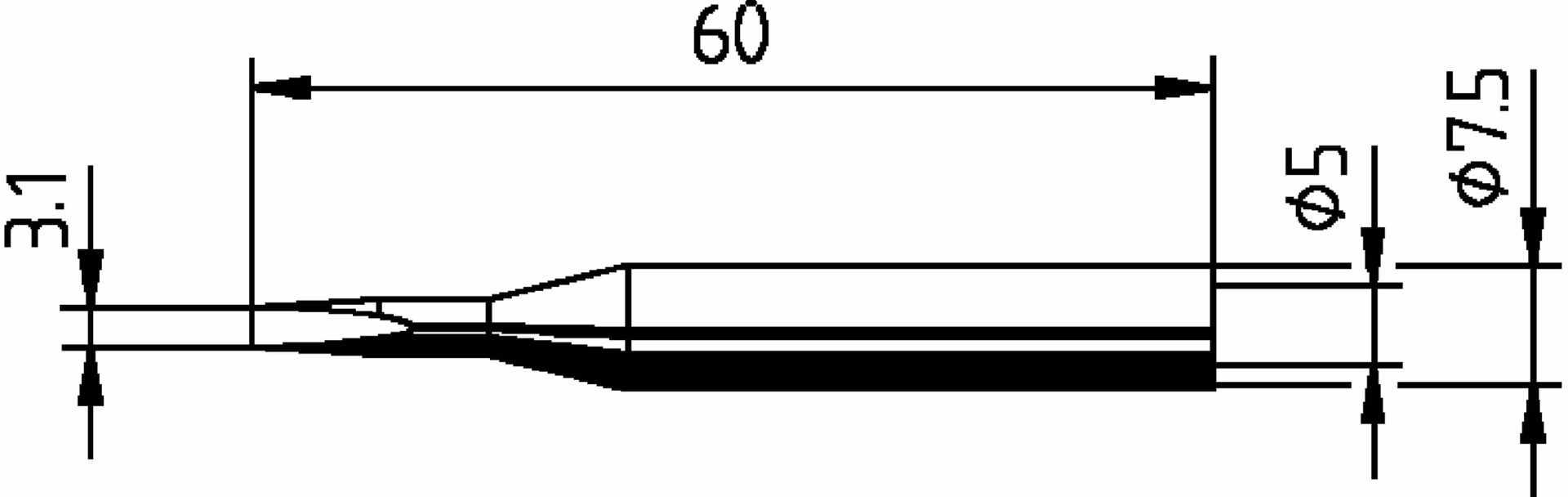 Lötspitze Serie 172 meißelförmig B.3,1mm 0172 KD/SB