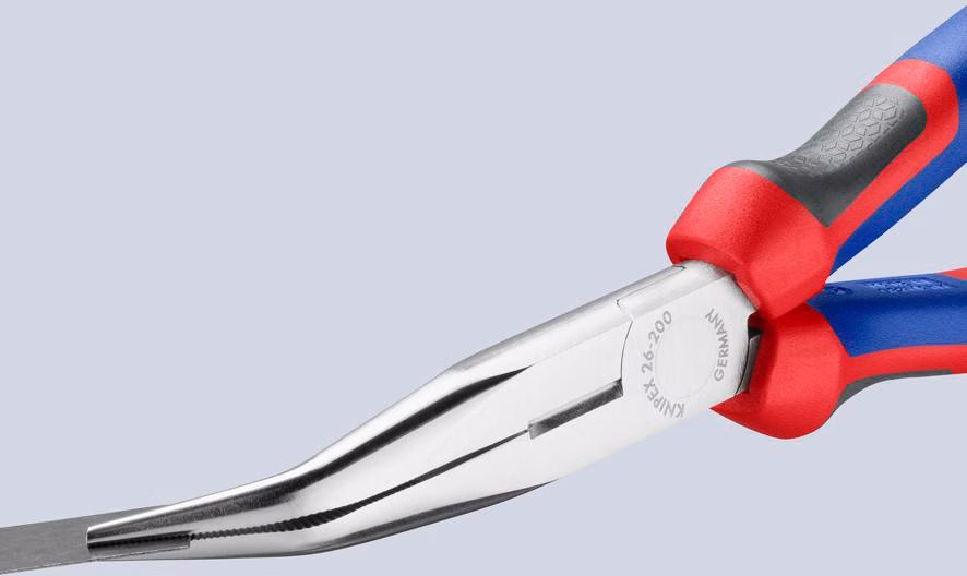 Flachrundzange L.200mm verchr.40Grad gew.Comfort-Griff