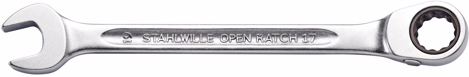 Maulringratschenschlüssel OPEN-RATCH 17 umschaltbar, Ringseite 15 ° STAHLWILLE