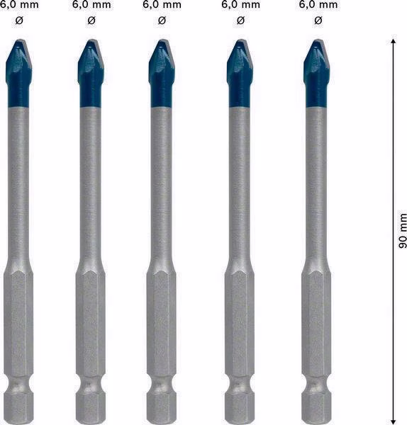 Keramikbohrersatz Expert HardCeramic HEX-9 5-tlg.6mm Schaft 6-kant