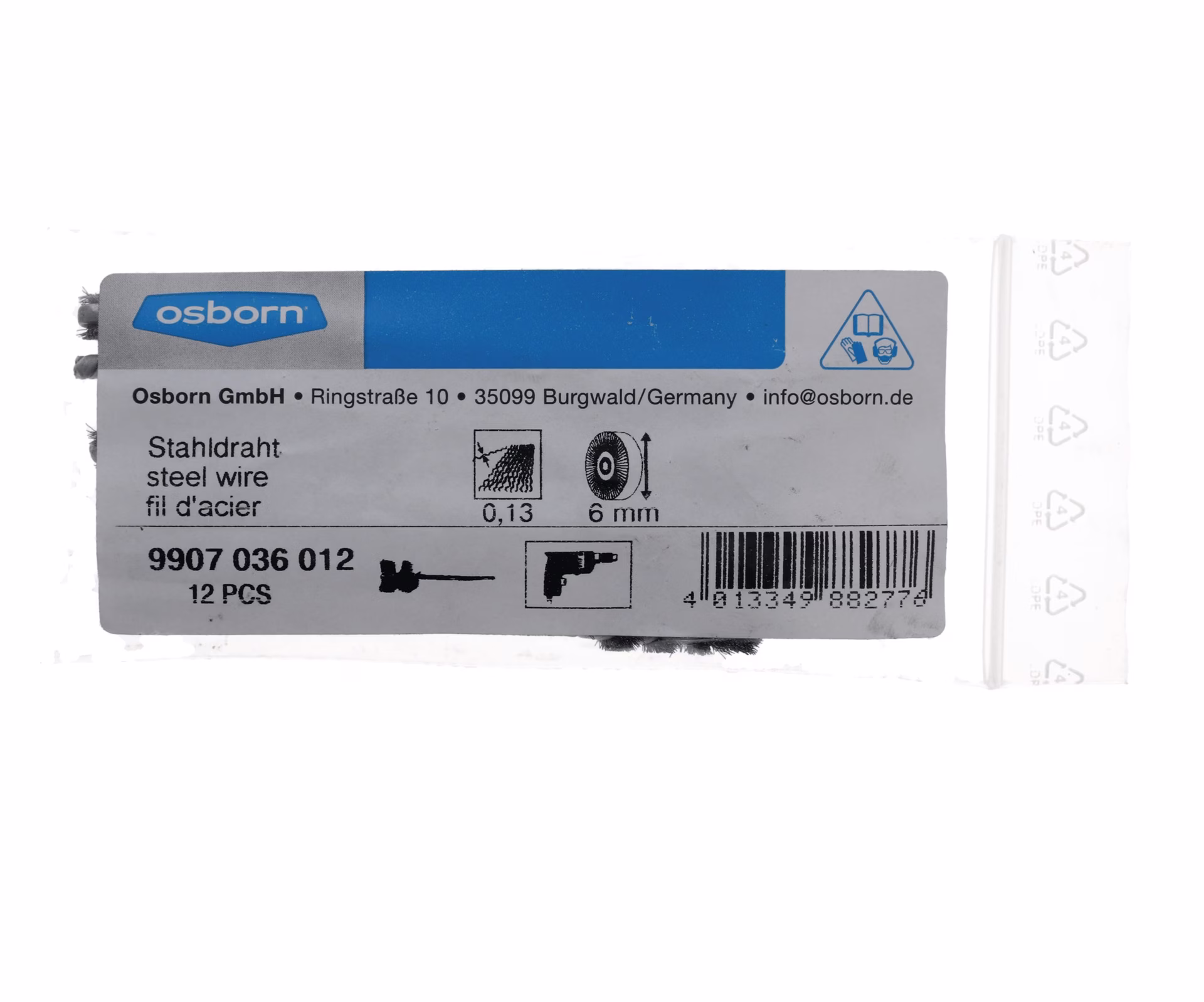 Innenbürste HELITUF D.6mm 3,4mm Drahtstärke 0,13mm Stahldraht Helituf