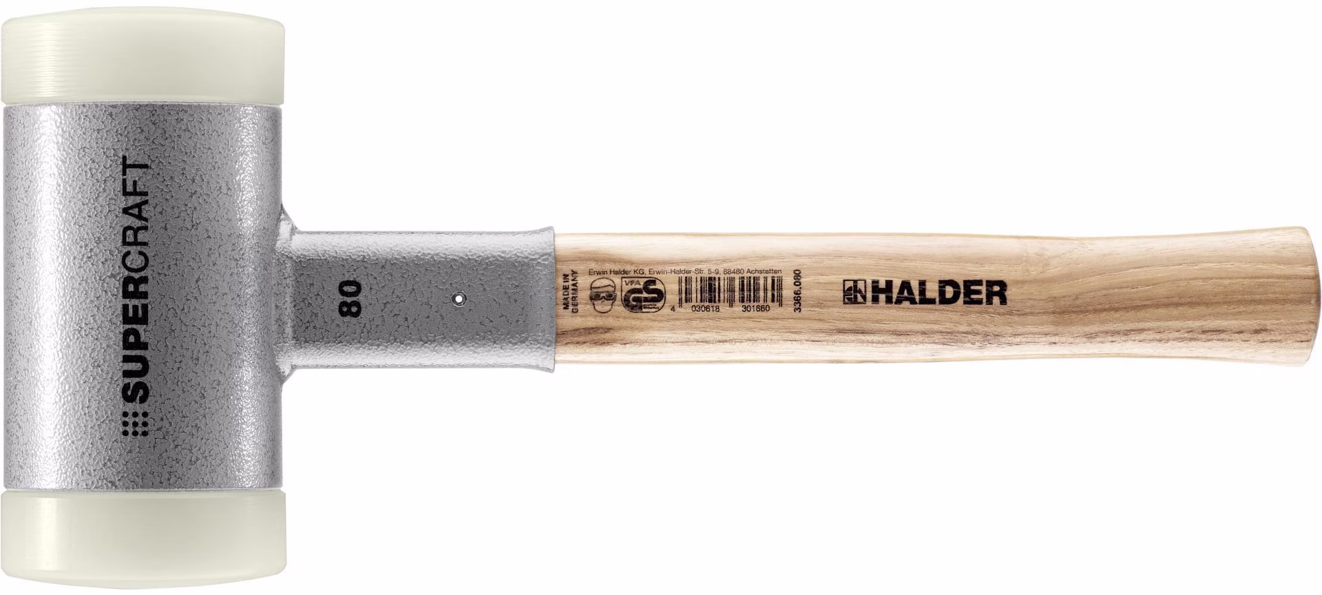 Schonhammer SUPERCRAFT L.380mm Kopf-D.80mm Hickory rückschlagfrei