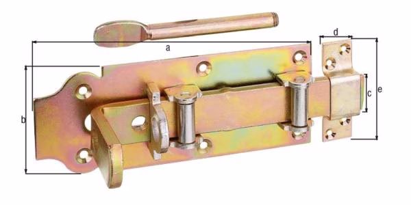 Stalltür-RL-Schlossriegel L.200mm B.80mm STA galv.verz.Dickschichtschutz