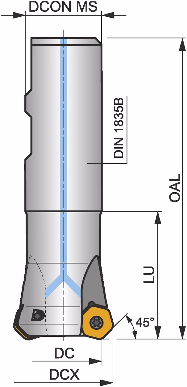 Planfräser ISO 32N3R042B32-SHN06C-C D.32mm Rechtslauf Schneid-D.39,3mm