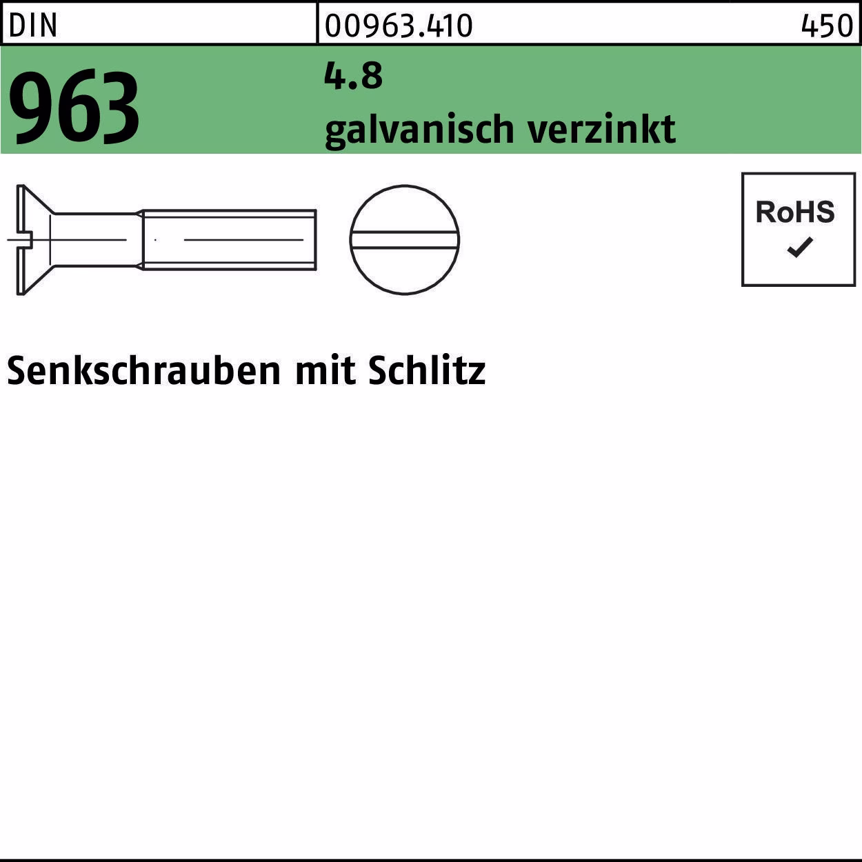 Senkschraube DIN 963 Schlitz