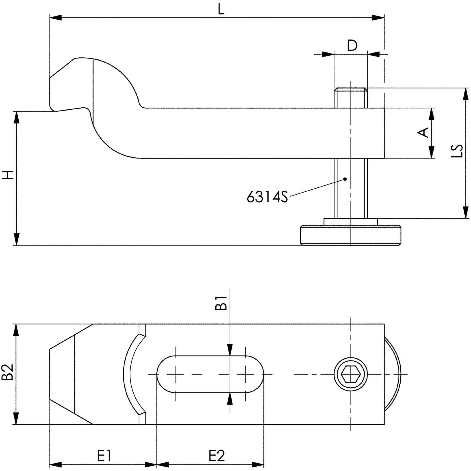 Spanneisen Nr.6316V f.T-Nut 10mm L.100mm