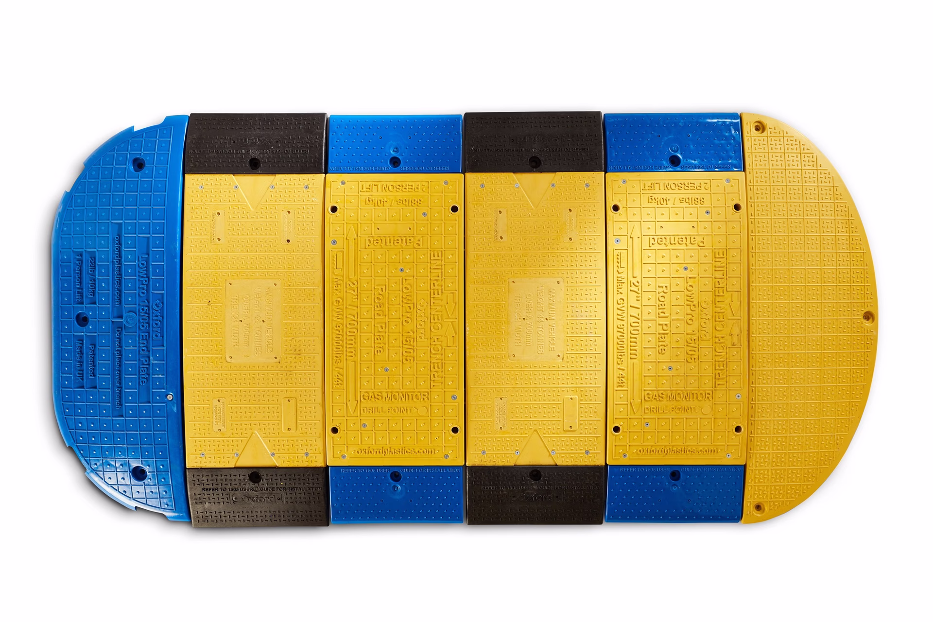 Grabenbrücke LowPro® 15/05 Road Plate gelb-blau L.1500mm B.500mm 44 t G.40kg