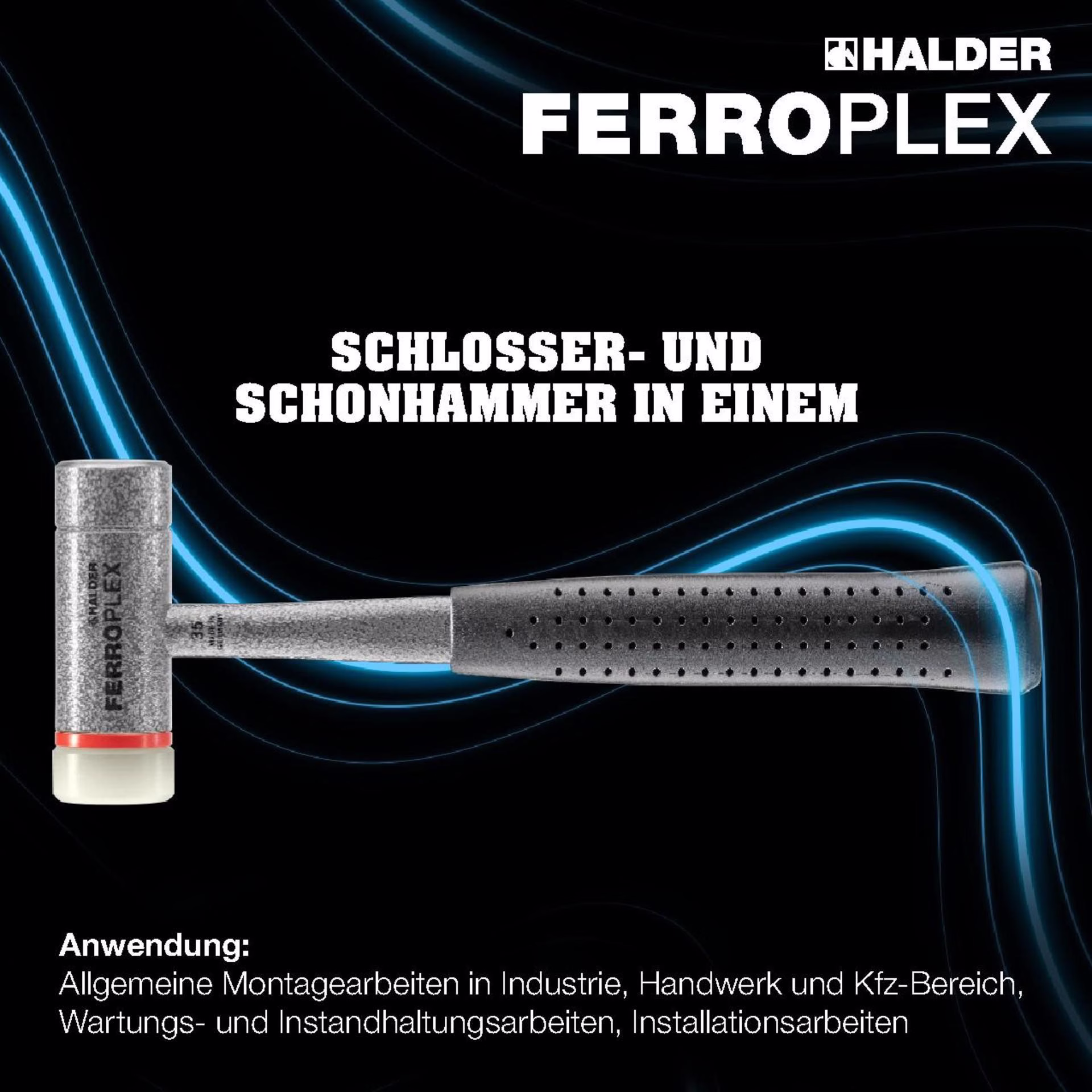 Schon- u.Schlosserhammer FERROPLEX L.295mm Kopf-D.35mm hart STA