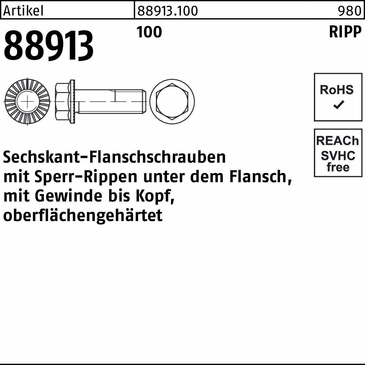 Sechskantflanschschraube R 88913 Sperr-Ripp VG 100