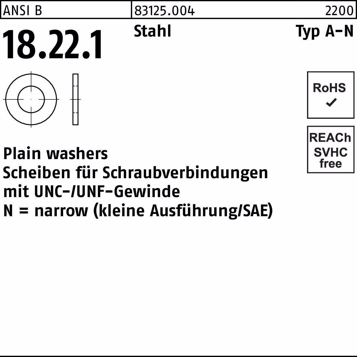 Unterlegscheibe ANSI B18.22.1 Typ Stahl