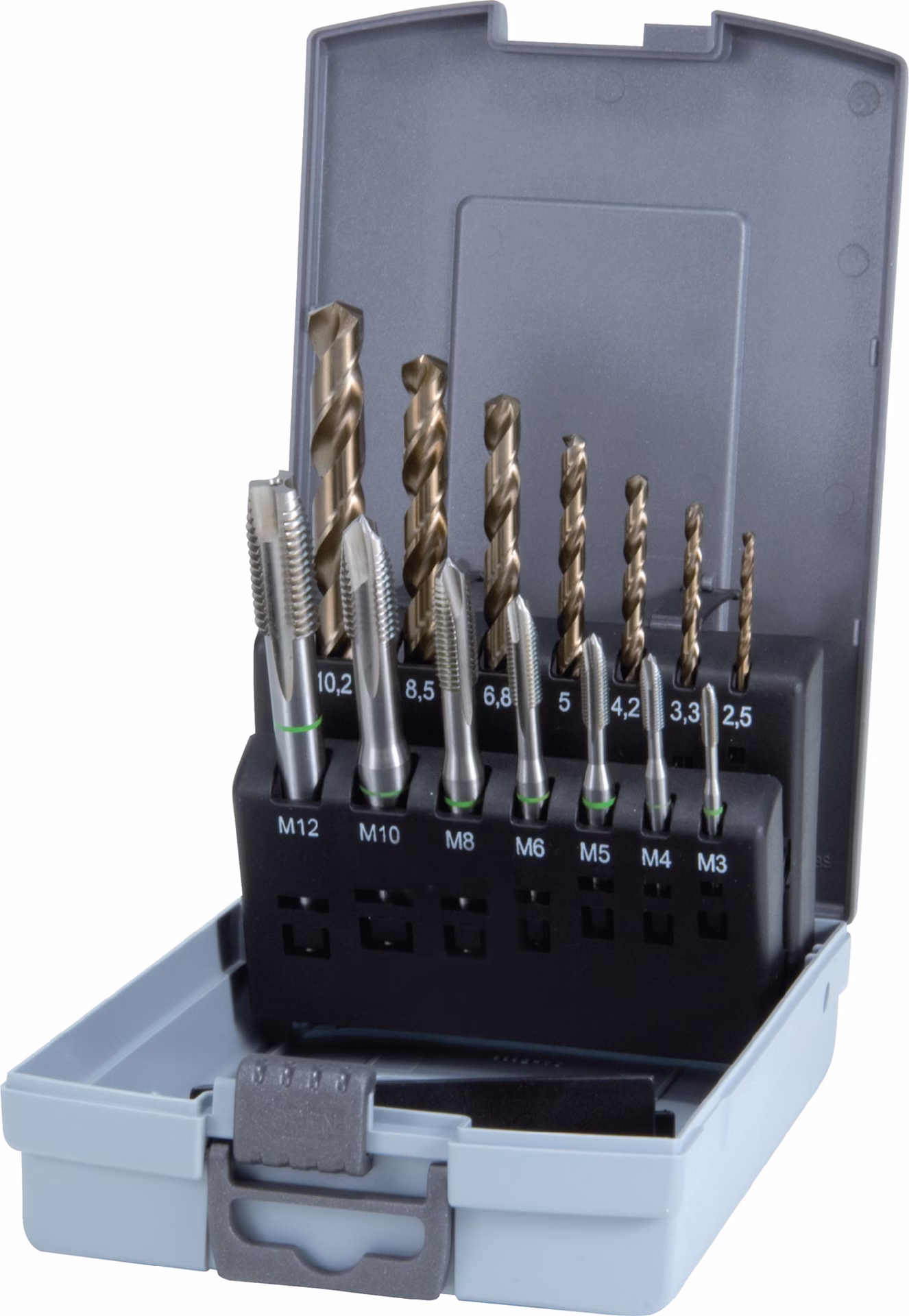 Maschinengewindebohrerset DIN 371/376 M3-M12 14tlg.HSS-Co5 Ku.-Kass