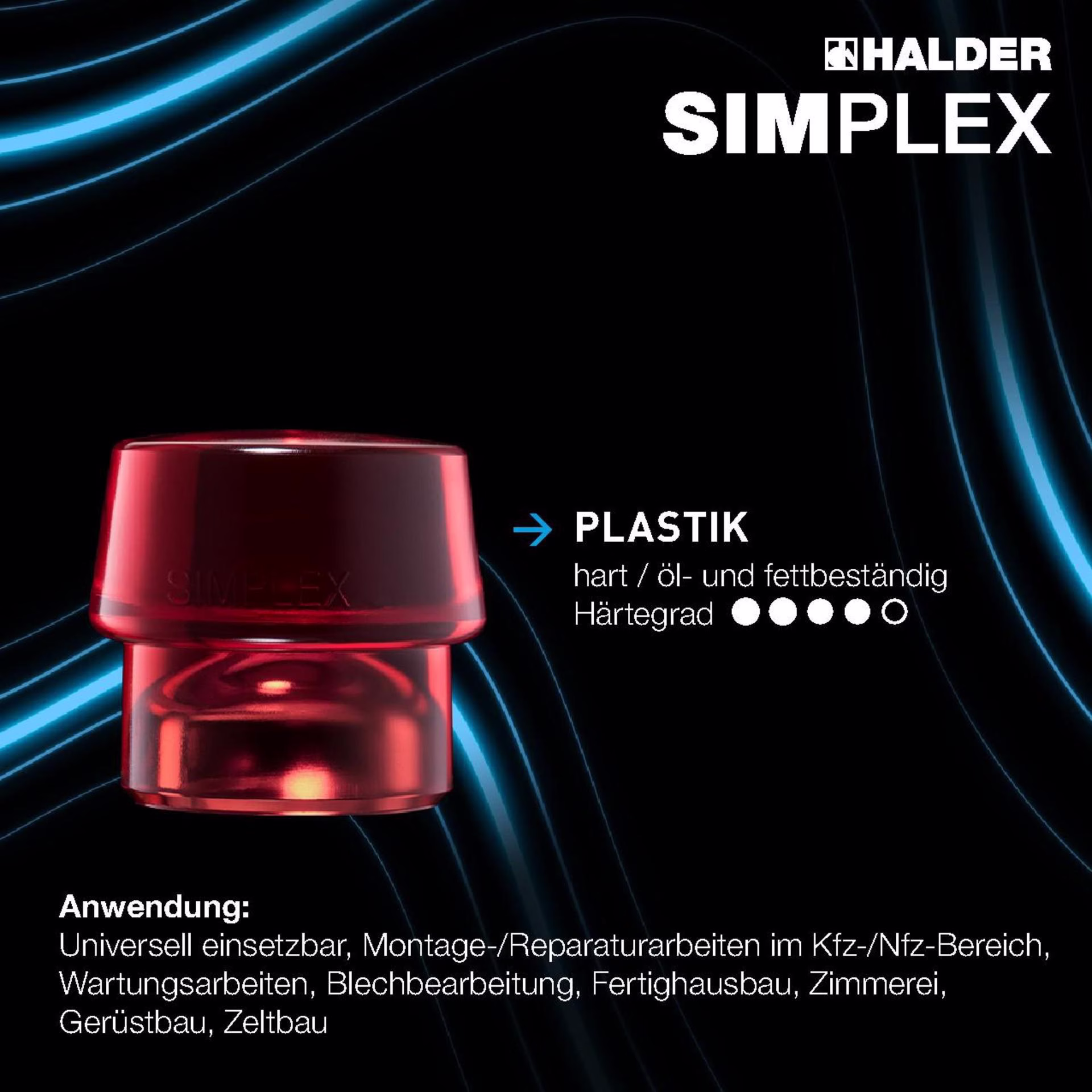 Schonhammerkopf SIMPLEX Kopf-Ø 30mm Plastik rot hart