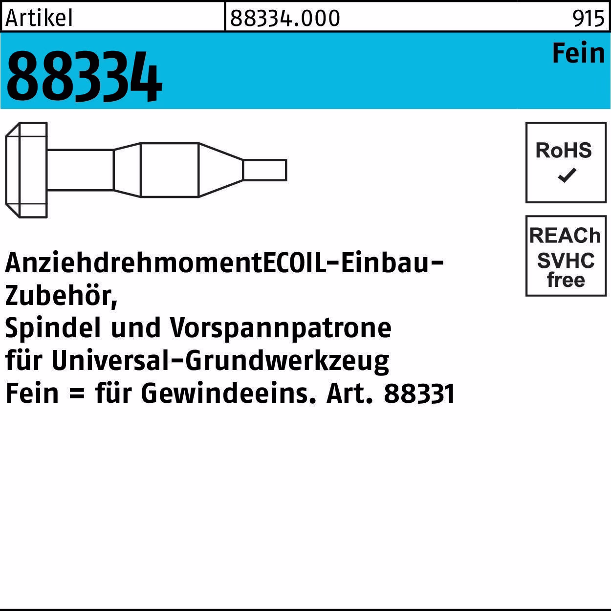 Einbauzubehör R 88334 Spindel/Vorspannpatrone Stahl 1