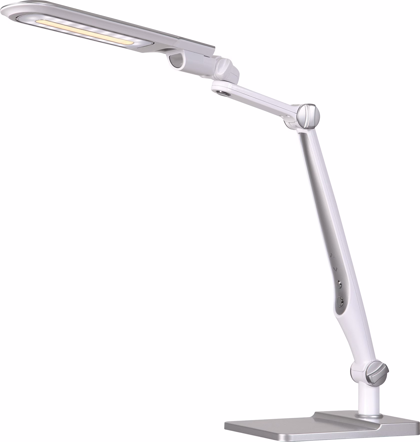 Schreibtischleuchte LED Multifl.ABS,Eisen,PS weiß/silber H600mm Standfuß+Klemme
