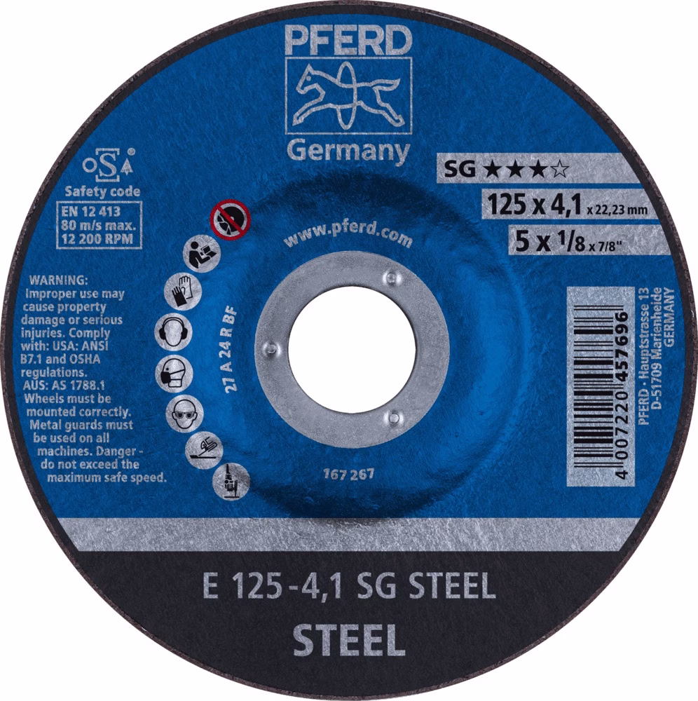 Schruppscheibe SG STEEL gekr.STA Bohr.22,23mm PFERD