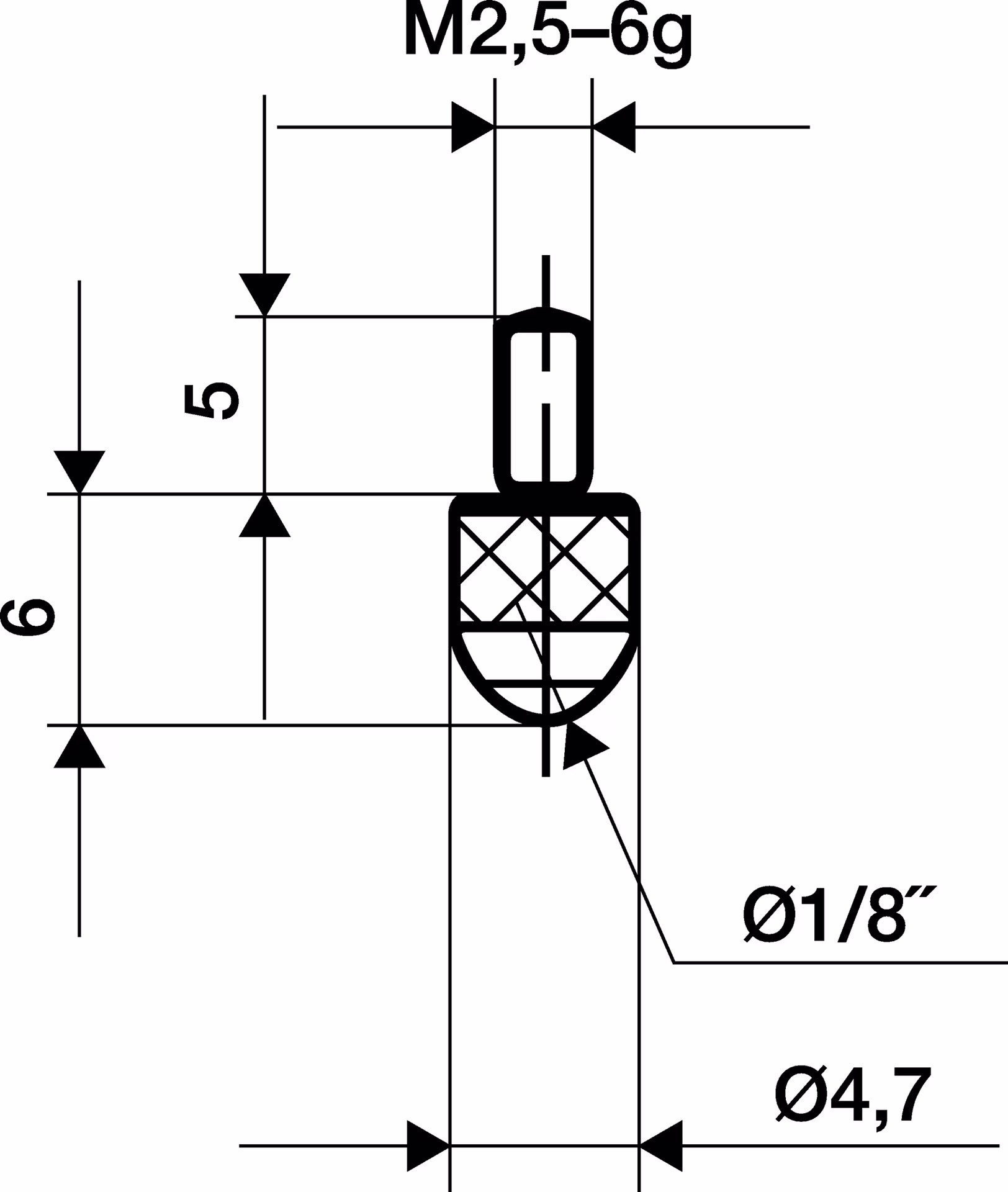 Messeins.L.6mm KGL M2,5 HM z.Messuhren
