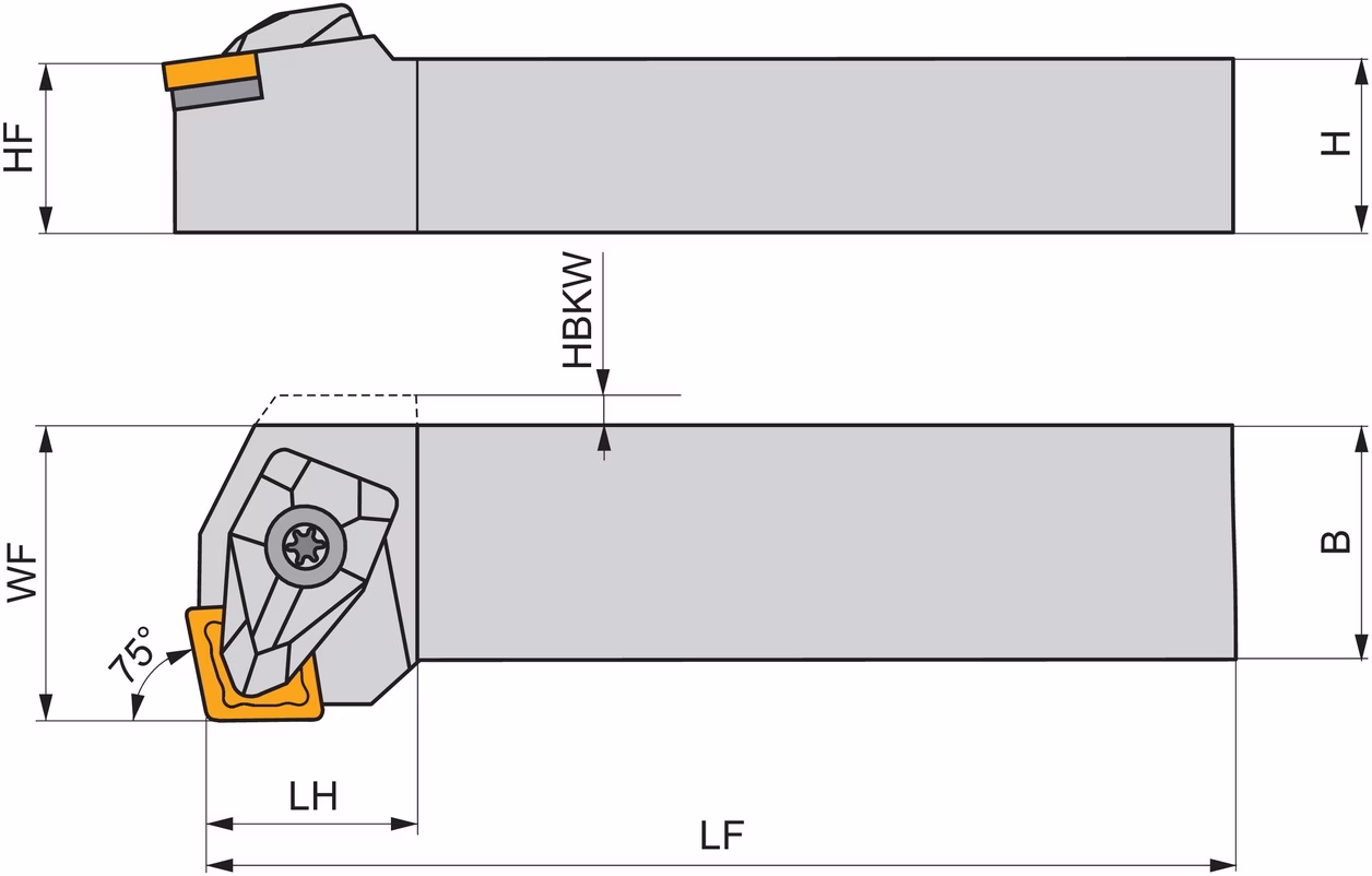 Drehwerkzeughalter ISO DCKNR 2525 M 12 Funkt.-Länge 150mm Rechtslauf