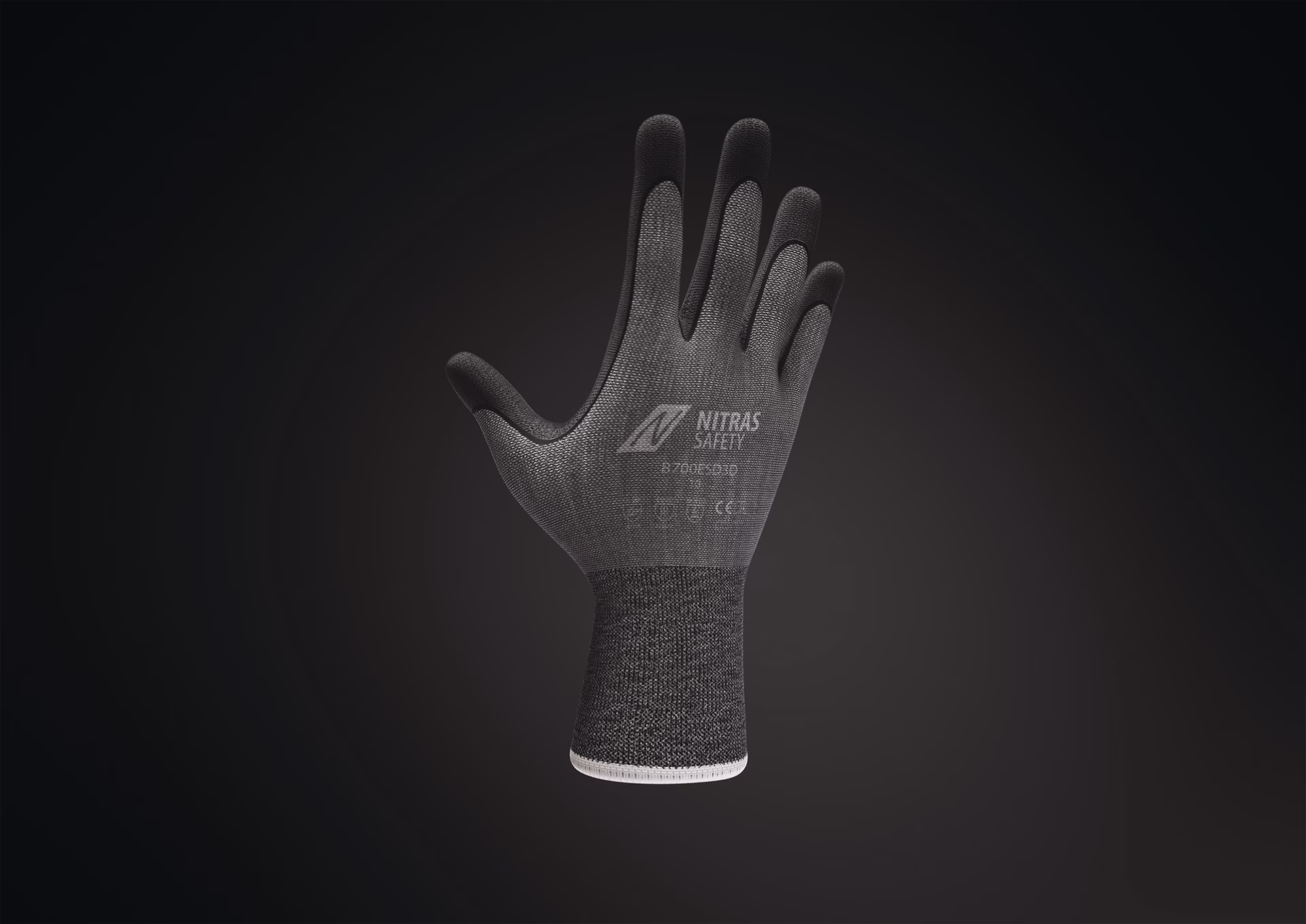 Handschuhe 8700ESD3D Gr.10 grau/schwarz EN 388/EN 407/EN 16350 PSA II