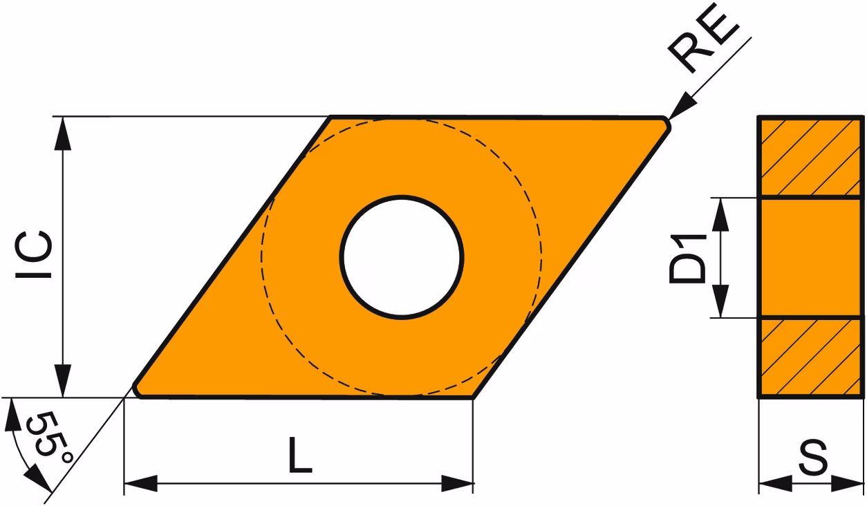 Drehwendeschneidplatte ISO DNMA 150408:T5305 D.5,16mm MT-CVD beschichtet Schwarz