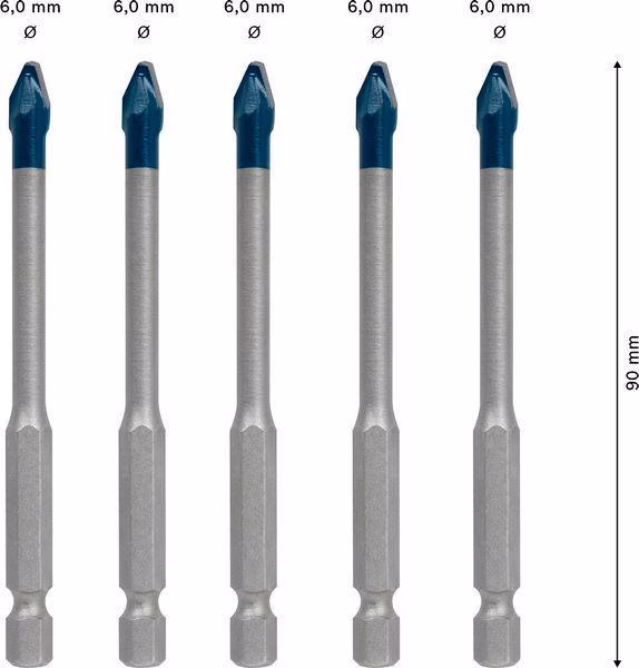Keramikbohrersatz Expert HardCeramic HEX-9 5-tlg.6mm Schaft 6-kant