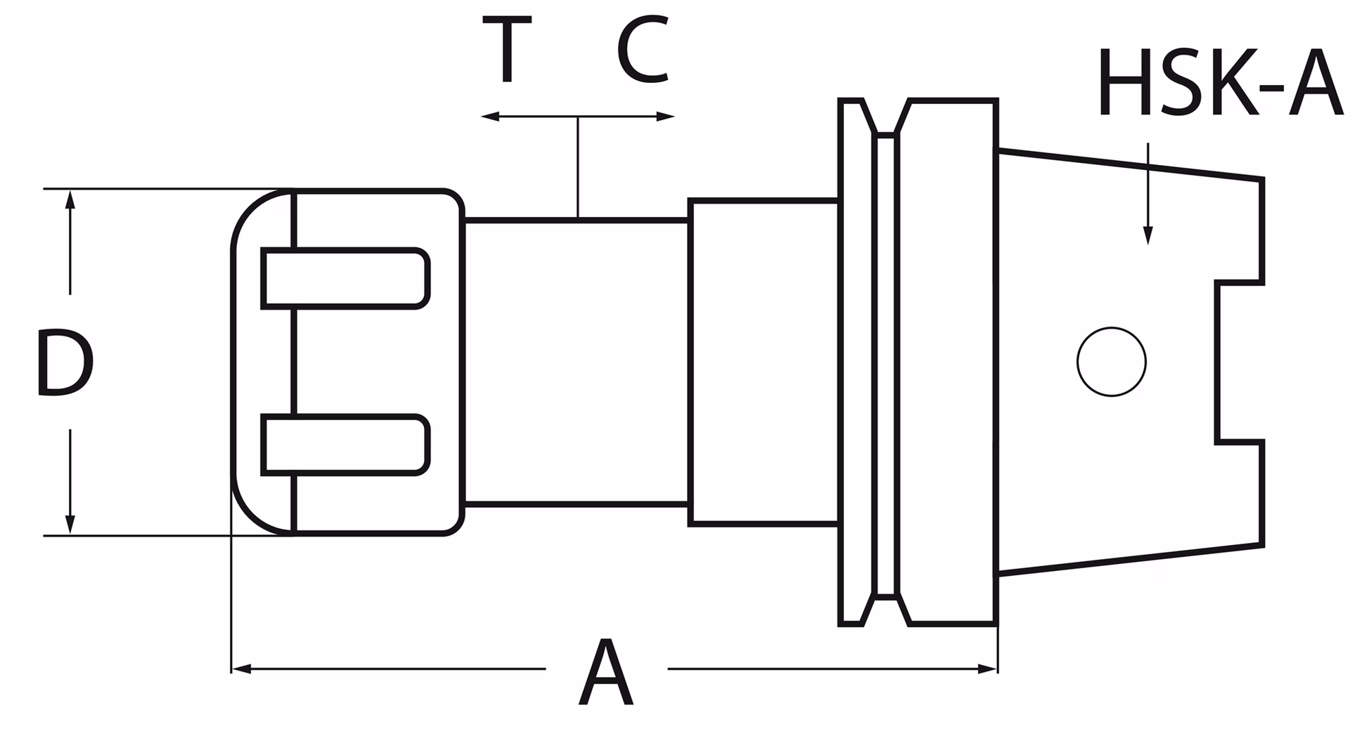 Gewindeschneidfutter Synchron DIN 69893A M3-M12 HSK-A63 A.-L.93mm