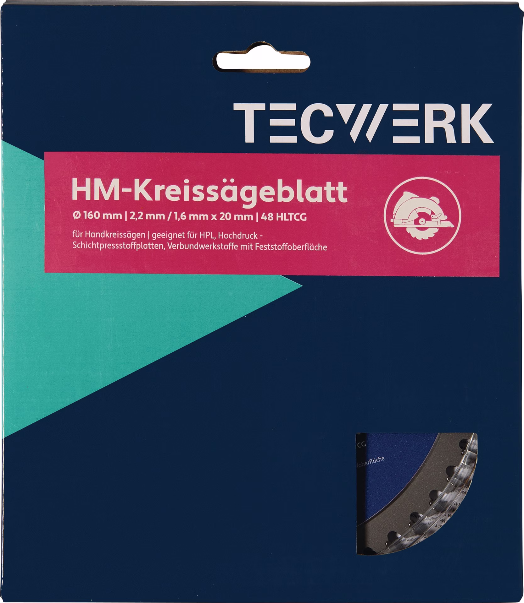 Handkreissägeblatt AD 160mm Z.48 HLTCG Schnitt-B.2,2mm