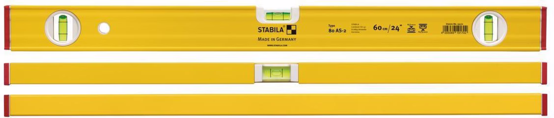 Wasserwaage 80 AS-2 80cm Alu.gelb ± 0,5 mm/m