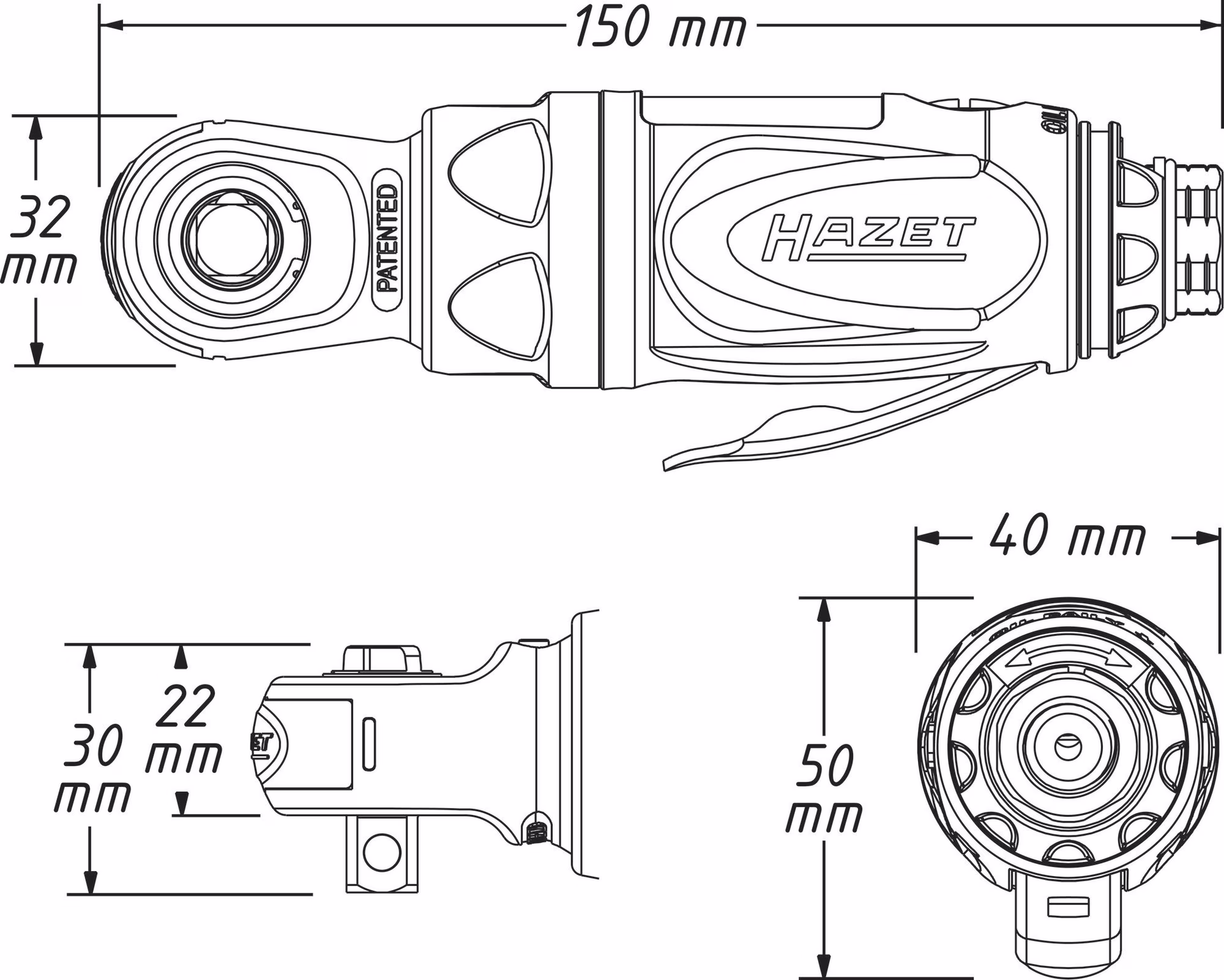 Druckluftratschenschrauber 9021P-2 10mm (3/8Zoll) A4-kt.54 Nm