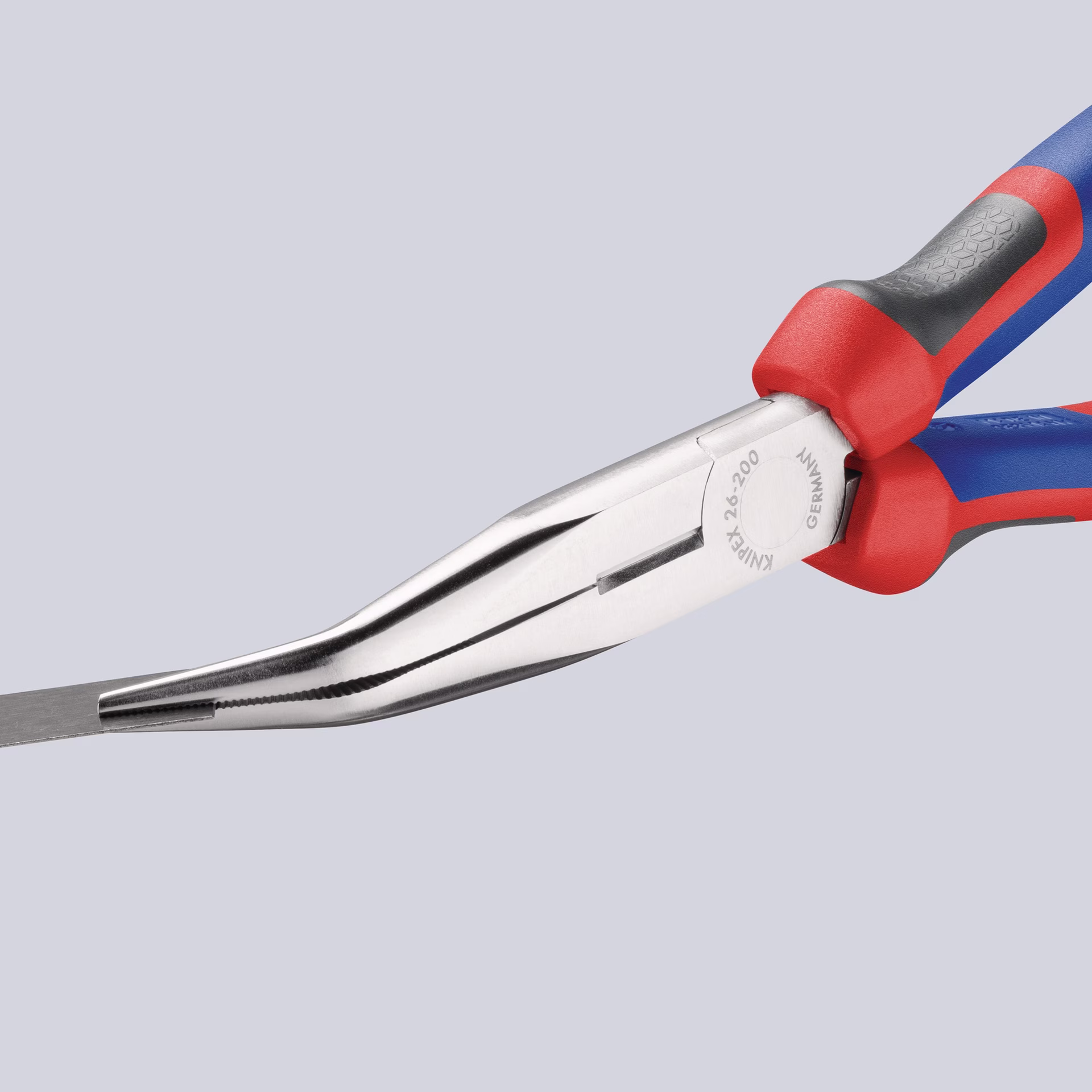 Flachrundzange L.200mm verchr.40Grad gew.Comfort-Griff