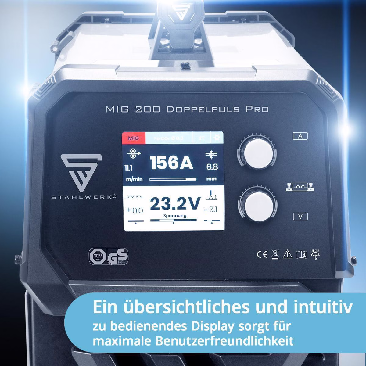 Schutzgasschweißgerät MIG MAG 200 Doppelpuls Pro Einzelgerät m.Zub.20-200 A