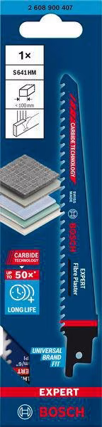 Säbelsägeblatt Expert Fiber Plaster S 641 HM L.150mm B.19mm 4,3mm 1 St./Karte