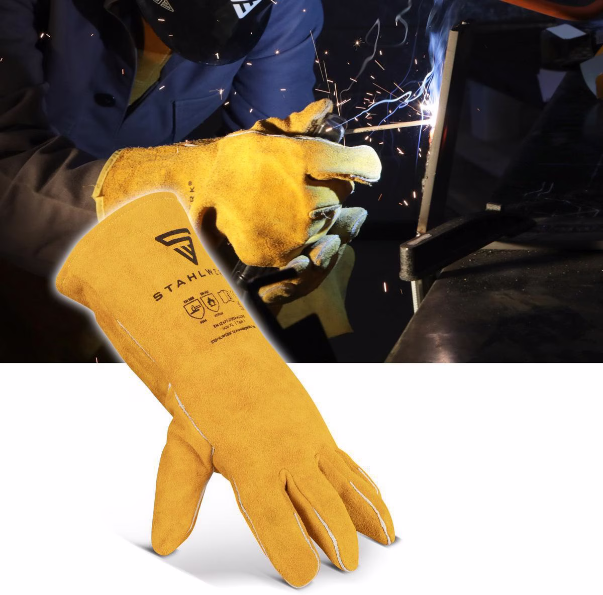Schweißerhandschuhe Gr.Einheitsgröße Gelb/Orange PSA II