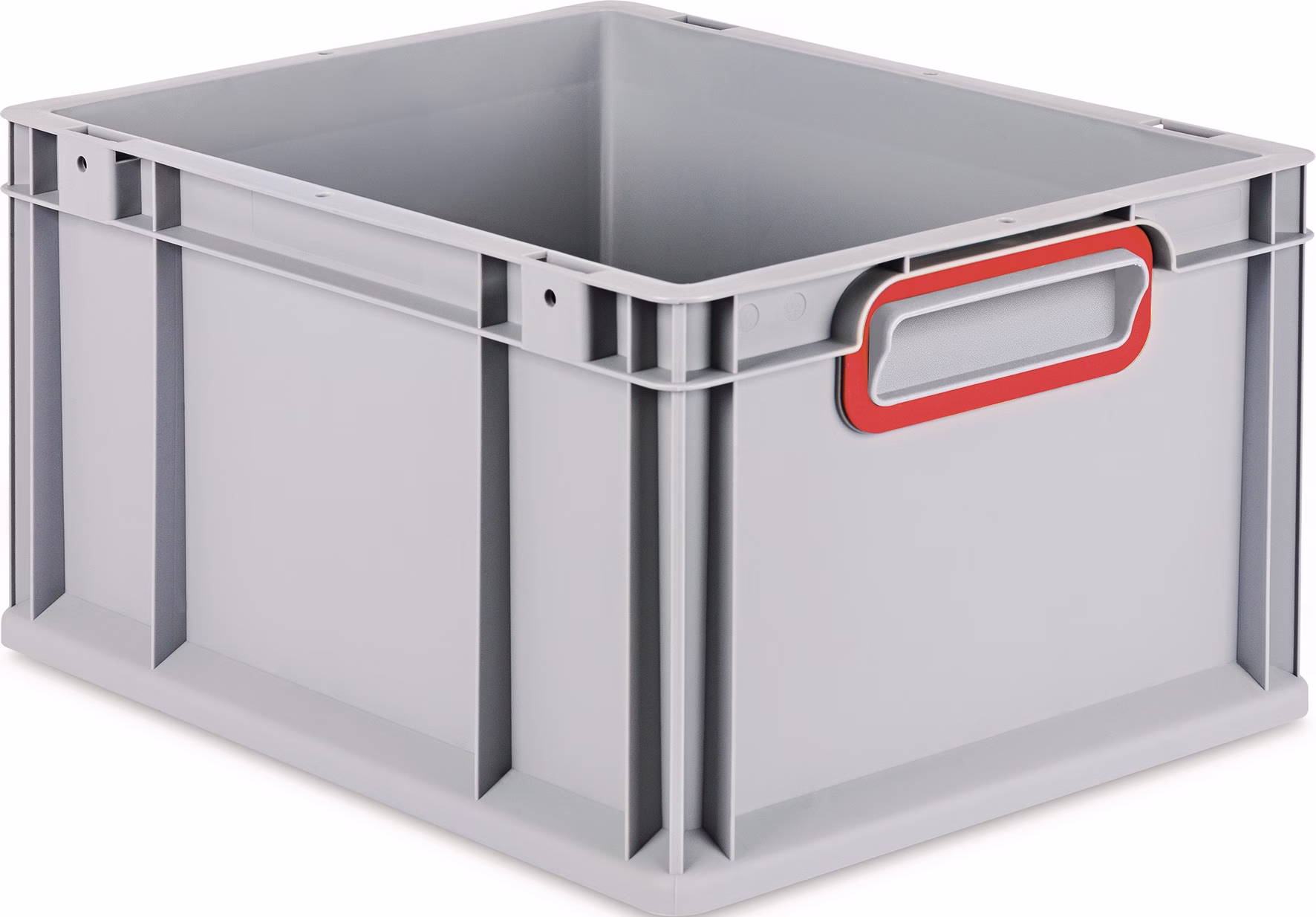 Transportstapelbehälter L400xB300xH220mm grau PP geschlossener Griff rot