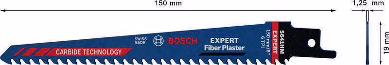 Säbelsägeblatt Expert Fiber Plaster S 641 HM L.150mm B.19mm 4,3mm 1 St./Karte