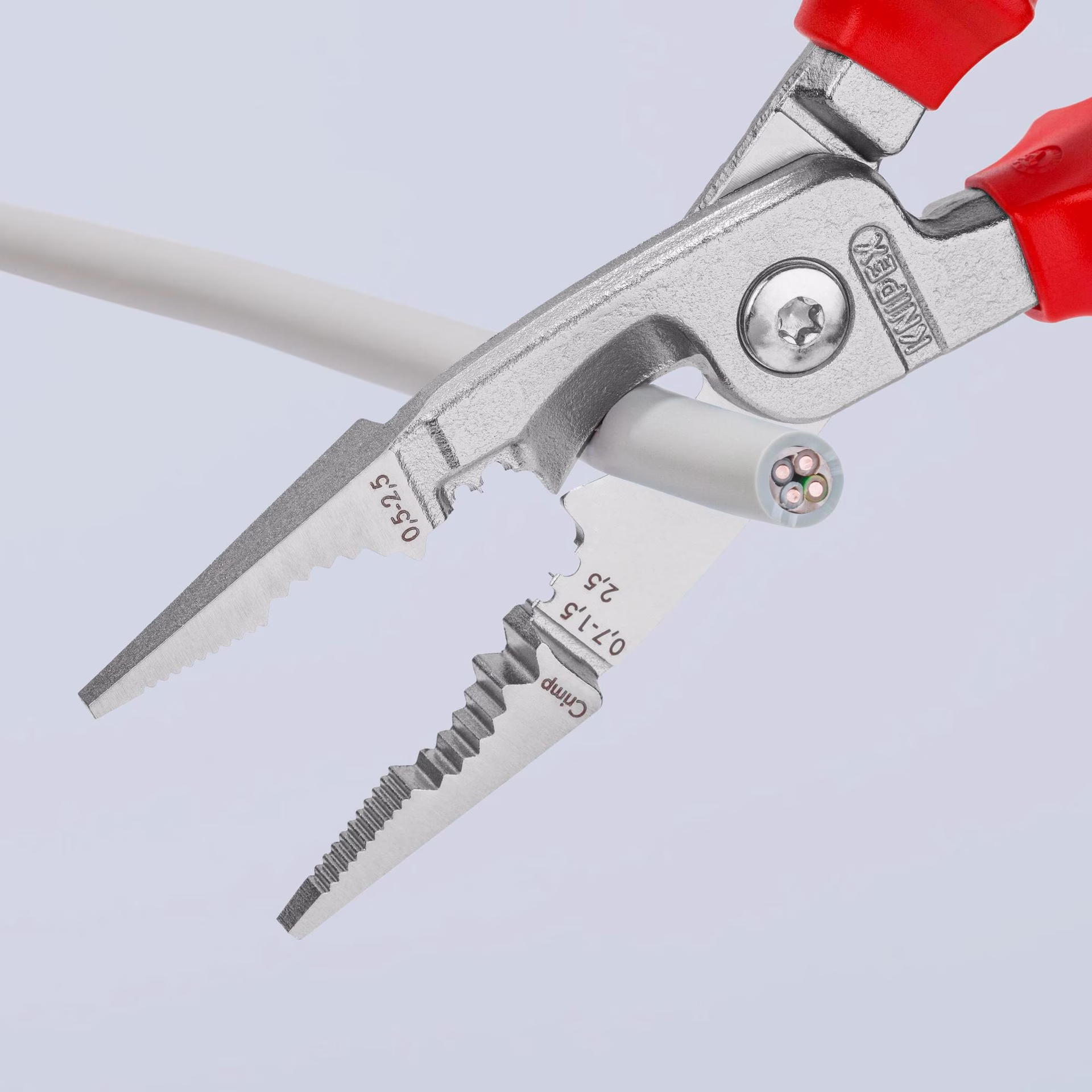 Elektroinstallationszange L.200mm VDE verchr.Mehrkomp.-Hüllen o.Öffnungsf