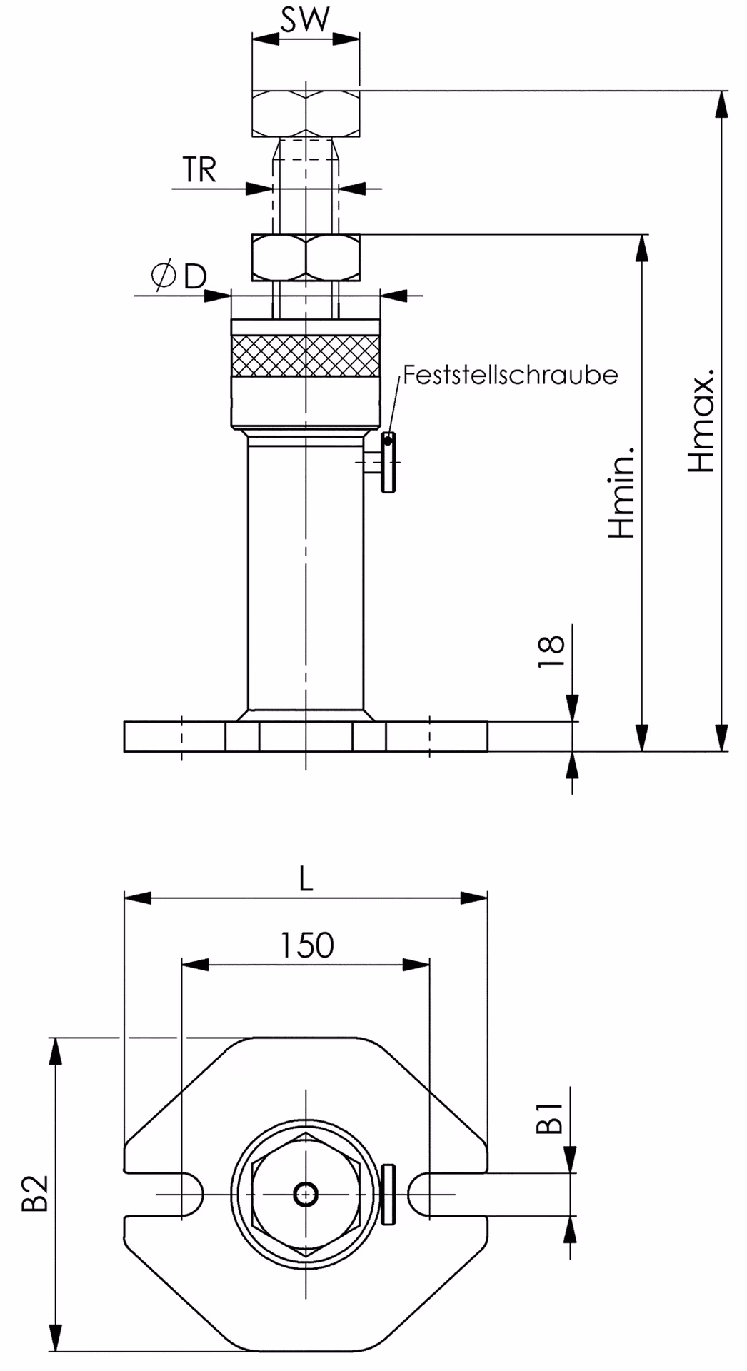Schraubbock Nr.6438S Gr.450 schnellverst.H.320-450mm