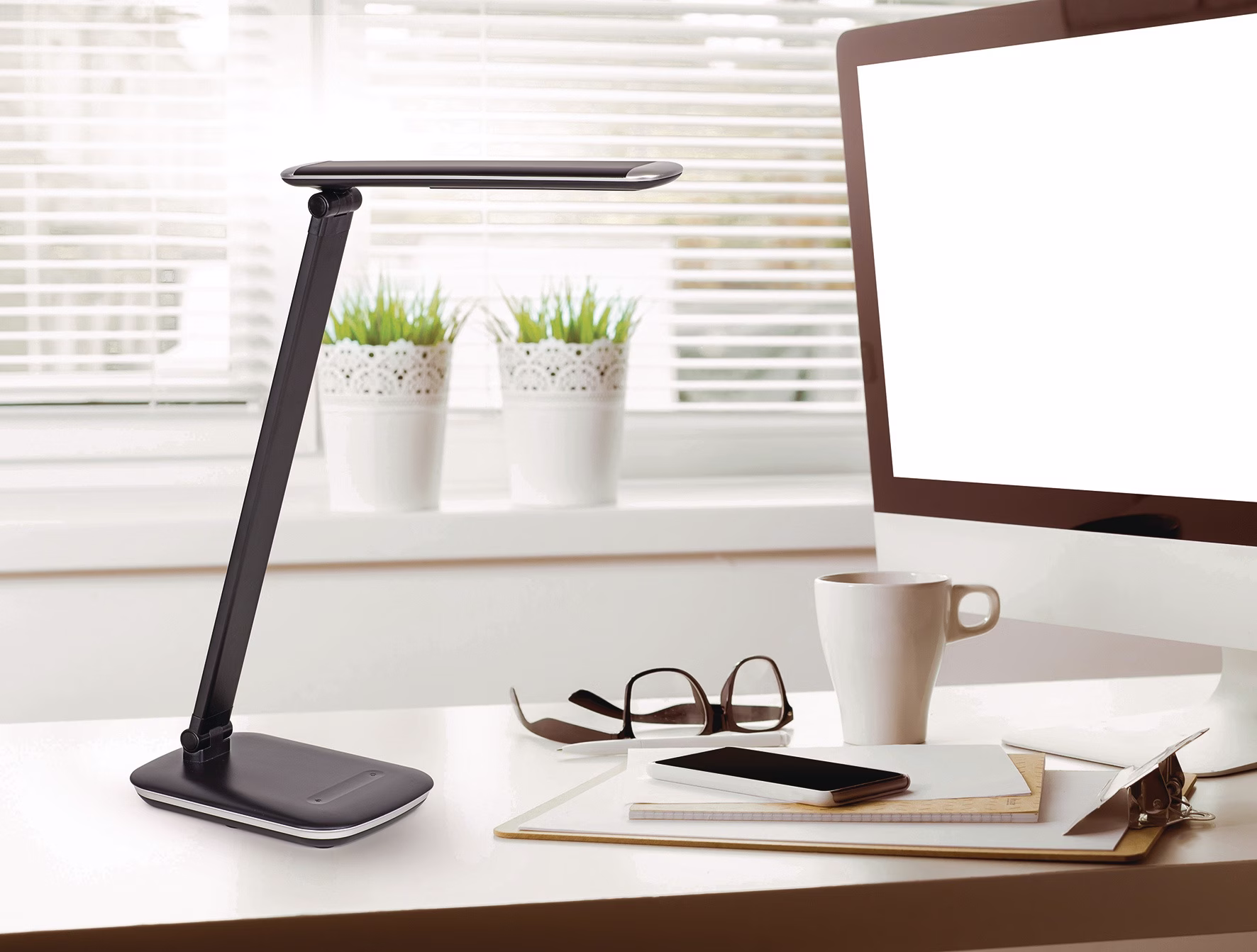 Schreibtischleuchte Alu./Ku.schwarz H.425mm m.Standfuß LED
