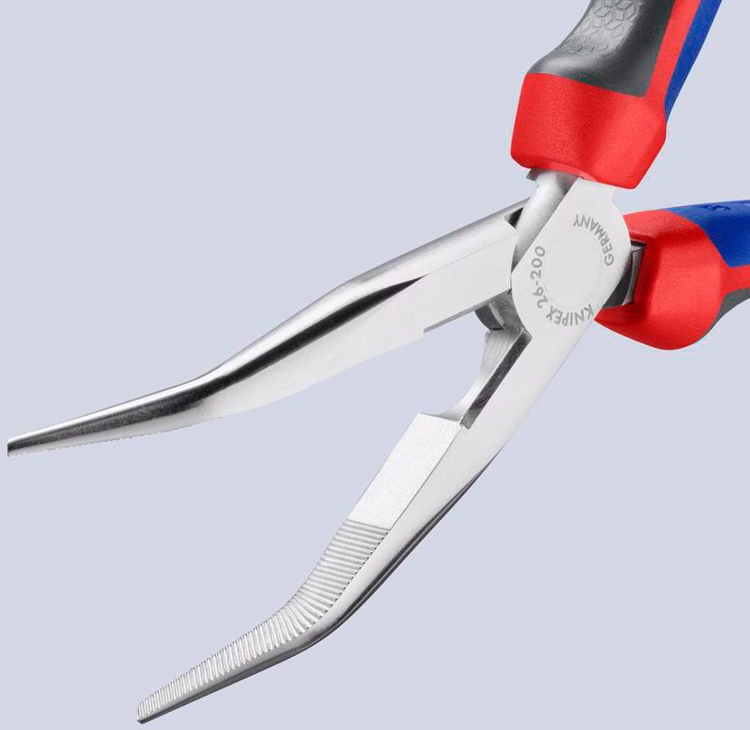 Flachrundzange L.200mm verchr.40Grad gew.Comfort-Griff